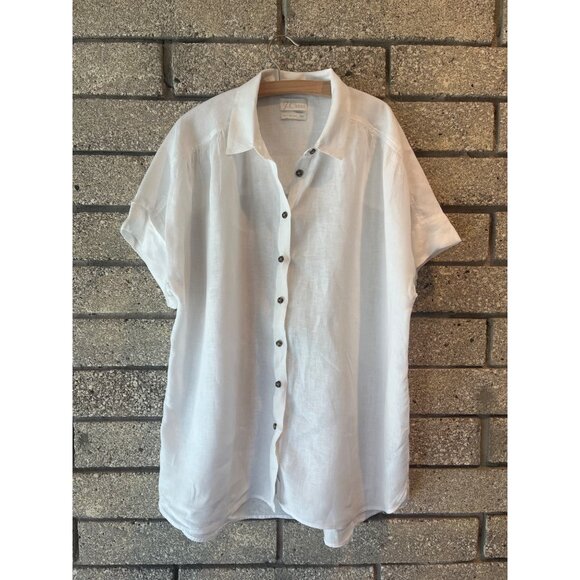 J.Crew White Relaxed Linen Button-Up Shirt XLT - Picture 1 of 9